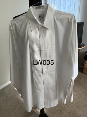White Pleated Front Men’s Dress Shirt -